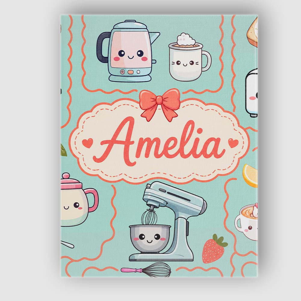 Personalised Name Cute Kawaii Mixer Kettle Custom  Unique Gift Idea Elegant Feature Canvas Wall Art Print Decor Picture Ready to Hang