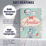 Personalised Name Cute Kawaii Mixer Kettle Custom  Unique Gift Idea Elegant Feature Canvas Wall Art Print Decor Picture Ready to Hang