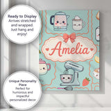 Personalised Name Cute Kawaii Mixer Kettle Custom  Unique Gift Idea Elegant Feature Canvas Wall Art Print Decor Picture Ready to Hang