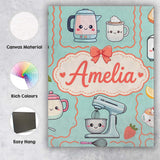 Personalised Name Cute Kawaii Mixer Kettle Custom  Unique Gift Idea Elegant Feature Canvas Wall Art Print Decor Picture Ready to Hang