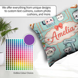 Custom Name Kawaii Mixer Kettle Cups Mint Background Seamless Square Filled Cushion Throw Pillow Sofa Bed Home Decor Zip Washable UK Made