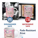 Personalized Custom Name Cute Kawaii Kitchen Mixer Kettle Cups Blush Background Seamless 11oz Ceramic Coffee Tea Mug White Large Handle