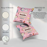Custom Name Kawaii Mixer Kettle Cups Blush Background Seamless Square Filled Cushion Throw Pillow Sofa Bed Home Decor Zip Washable UK Made