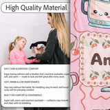 Cute Kawaii  Mixer Kettle Cups Blush Background Seamless  Personalised Custom Name Super Soft Fleece Blanket Bed Sofa Throw
