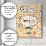 Personalised Name Cute Kawaii Mixer Kettle Custom  Unique Gift Idea Elegant Feature Canvas Wall Art Print Decor Picture Ready to Hang