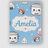 Personalised Name Cute Kawaii Sushi Rice Custom  Unique Gift Idea Elegant Feature Canvas Wall Art Print Decor Picture Ready to Hang
