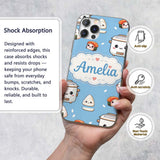 Cute Kawaii Sushi Rice Bowl Cooker Printed Design Custom Name Protective Phone Case Mobile Cover Durable Everyday Smartphone Shock Resistant