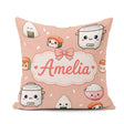 Custom Name Kawaii Sushi Rice Cooker Bowl Salmon Beige Seamless Square Filled Cushion Throw Pillow Sofa Bed Home Decor Zip Washable UK Made