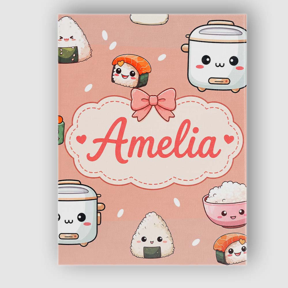 Personalised Name Cute Kawaii Sushi Rice Custom  Unique Gift Idea Elegant Feature Canvas Wall Art Print Decor Picture Ready to Hang