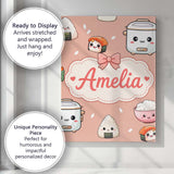Personalised Name Cute Kawaii Sushi Rice Custom  Unique Gift Idea Elegant Feature Canvas Wall Art Print Decor Picture Ready to Hang