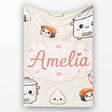 Cute Kawaii Sushi Rice Cooker Bowl Neutral Background Seamless  Personalised Custom Name Super Soft Fleece Blanket Bed Sofa Throw