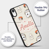 Cute Kawaii Sushi Rice Cooker Bowl Printed Design Custom Name Protective Phone Case Mobile Cover Durable Everyday Smartphone Shock Resistant