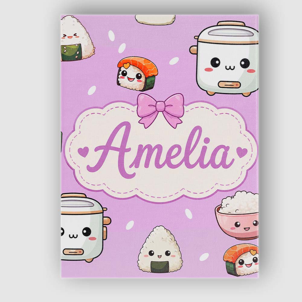 Personalised Name Cute Kawaii Sushi Rice Custom  Unique Gift Idea Elegant Feature Canvas Wall Art Print Decor Picture Ready to Hang