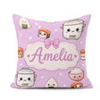 Custom Name Cute Kawaii Sushi Rice Cooker Bowl Purple Background Square Filled Cushion Throw Pillow Sofa Bed Home Decor Zip Washable UK Made