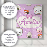 Personalised Name Cute Kawaii Sushi Rice Custom  Unique Gift Idea Elegant Feature Canvas Wall Art Print Decor Picture Ready to Hang