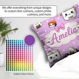 Custom Name Cute Kawaii Sushi Rice Cooker Bowl Purple Background Square Filled Cushion Throw Pillow Sofa Bed Home Decor Zip Washable UK Made