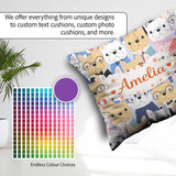 Custom Name French Bulldog Dogs Fashion Outfit Seamless Pattern Square Filled Cushion Throw Pillow Sofa Bed Home Decor Zip Washable UK Made