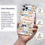 Stylish French Bulldog Dogs Decorative Design Custom Name Protective Phone Case Mobile Cover Durable Everyday Smartphone Shock Resistant