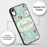 Cute Kawaii Sushi Rice Cooker Bowl Printed Design Custom Name Protective Phone Case Mobile Cover Durable Everyday Smartphone Shock Resistant