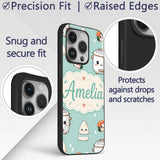 Cute Kawaii Sushi Rice Cooker Bowl Printed Design Custom Name Protective Phone Case Mobile Cover Durable Everyday Smartphone Shock Resistant