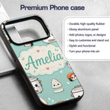 Cute Kawaii Sushi Rice Cooker Bowl Printed Design Custom Name Protective Phone Case Mobile Cover Durable Everyday Smartphone Shock Resistant