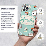 Cute Kawaii Sushi Rice Cooker Bowl Printed Design Custom Name Protective Phone Case Mobile Cover Durable Everyday Smartphone Shock Resistant