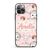 Cute Kawaii Sushi Rice Cooker Bowl Soft Pink Custom Name Protective Phone Case Mobile Cover Durable Everyday Smartphone Shock Resistant