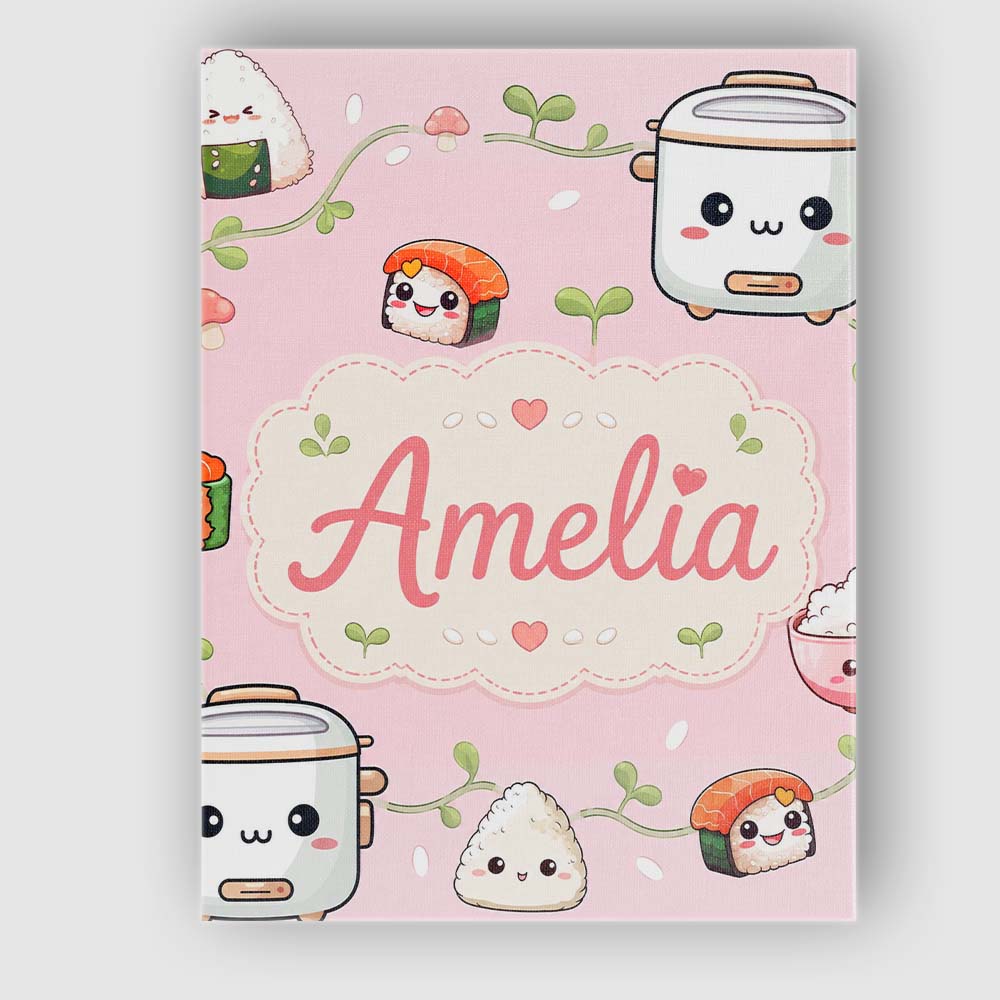 Personalised Name Cute Kawaii Sushi Rice Custom  Unique Gift Idea Elegant Feature Canvas Wall Art Print Decor Picture Ready to Hang