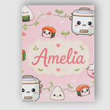 Personalised Name Cute Kawaii Sushi Rice Custom  Unique Gift Idea Elegant Feature Canvas Wall Art Print Decor Picture Ready to Hang