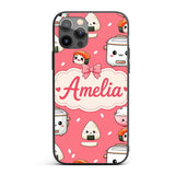 Cute Kawaii Sushi Rice Cooker Bowl Printed Design Custom Name Protective Phone Case Mobile Cover Durable Everyday Smartphone Shock Resistant