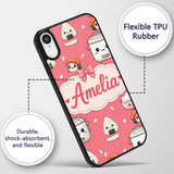 Cute Kawaii Sushi Rice Cooker Bowl Printed Design Custom Name Protective Phone Case Mobile Cover Durable Everyday Smartphone Shock Resistant