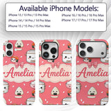 Cute Kawaii Sushi Rice Cooker Bowl Printed Design Custom Name Protective Phone Case Mobile Cover Durable Everyday Smartphone Shock Resistant