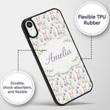 Vibrant Abstract Bunny Portrait Seamless Pattern Custom Name Protective Phone Case Mobile Cover Durable Everyday Smartphone Shock Resistant