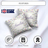 Custom Name Vibrant Abstract Bunny Portrait Seamless Pattern Square Filled Cushion Throw Pillow Sofa Bed Home Decor Zip Washable UK Made