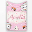 Cute Kawaii Sushi Rice Cooker Bowl Blush Background Seamless  Personalised Custom Name Super Soft Fleece Blanket Bed Sofa Throw