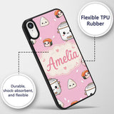 Cute Kawaii Sushi Rice Cooker Bowl Printed Design Custom Name Protective Phone Case Mobile Cover Durable Everyday Smartphone Shock Resistant