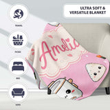 Cute Kawaii Sushi Rice Cooker Bowl Blush Background Seamless  Personalised Custom Name Super Soft Fleece Blanket Bed Sofa Throw
