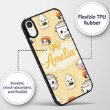 Cute Kawaii Sushi Rice Cooker Bowl Printed Design Custom Name Protective Phone Case Mobile Cover Durable Everyday Smartphone Shock Resistant
