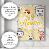 Personalised Name Cute Kawaii Sushi Rice Custom  Unique Gift Idea Elegant Feature Canvas Wall Art Print Decor Picture Ready to Hang