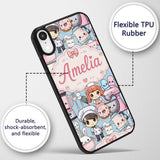 Cute Kawaii Baking Girl Mixer Blender Donut Blue Custom Name Protective Phone Case Mobile Cover Durable Everyday Smartphone Shock Resistant
