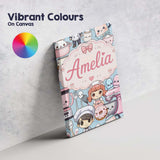 Personalised Name Cute Kawaii Baking Girl Custom  Unique Gift Idea Elegant Feature Canvas Wall Art Print Decor Picture Ready to Hang