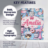 Personalised Name Cute Kawaii Baking Girl Custom  Unique Gift Idea Elegant Feature Canvas Wall Art Print Decor Picture Ready to Hang