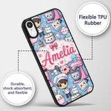 Cute Kawaii Baking Girl Mixer Blender Donut Blue Custom Name Protective Phone Case Mobile Cover Durable Everyday Smartphone Shock Resistant