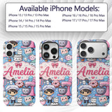 Cute Kawaii Baking Girl Mixer Blender Donut Blue Custom Name Protective Phone Case Mobile Cover Durable Everyday Smartphone Shock Resistant