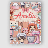 Personalised Name Cute Kawaii Baking Girl Custom  Unique Gift Idea Elegant Feature Canvas Wall Art Print Decor Picture Ready to Hang