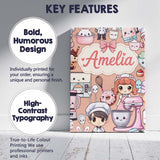 Personalised Name Cute Kawaii Baking Girl Custom  Unique Gift Idea Elegant Feature Canvas Wall Art Print Decor Picture Ready to Hang