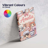 Personalised Name Cute Kawaii Baking Girl Custom  Unique Gift Idea Elegant Feature Canvas Wall Art Print Decor Picture Ready to Hang