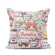 Custom Name Cute Kawaii Baking Girl Mixer Donut Cream Background Square Filled Cushion Throw Pillow Sofa Bed Home Decor Zip Washable UK Made