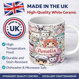 Personalized Custom Name Cute Kawaii Baking Girl Mixer Blender Donut Cream Background 11oz Ceramic Coffee Tea Mug White Large Handle