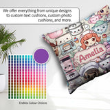 Custom Name Cute Kawaii Baking Girl Mixer Donut Cream Background Square Filled Cushion Throw Pillow Sofa Bed Home Decor Zip Washable UK Made